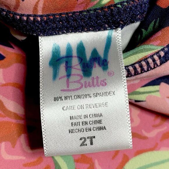 Ruffle Butts Tropical Floral Long Sleeve Peplum Rashguard Swim Shirt Size 2T - Picture 4 of 5